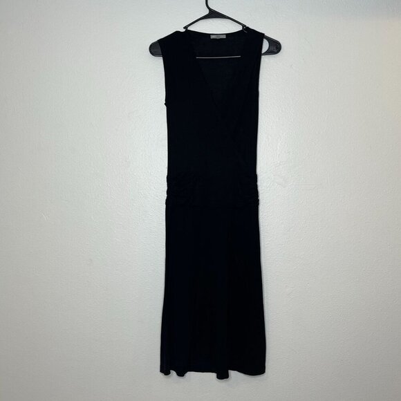 James Perse Jersey Knit Deep V Surplice Neckline Tencel Black Midi Dress Small 1 - Picture 1 of 7